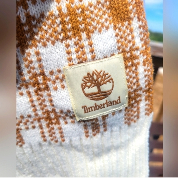 ๐๐ NWT Timberland Scarf in Caramel-Tan Plaid On White - Picture 6 of 7